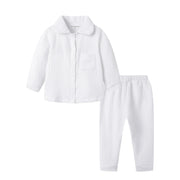 Mudkingdom Girls Boys Pajamas Set Cotton Gauze Button Down Shirts and Pants Loungewear Outfits for Kids Jammies Sleepwear Plain