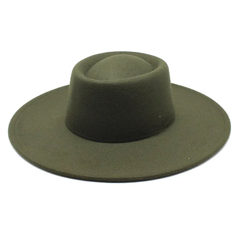 Classic British Style 9.5CM Big Wide Brim Fedora Hat For Women Fashion Autumn Winter Felt Church Hats Wedding Dress Jazz Cap