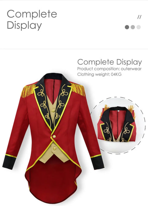 Medieval Men Knight Attire Vintage Stand-up Collar Dress Up Circus Clothes Red Coat Suit for Adults Halloween Carnival Party