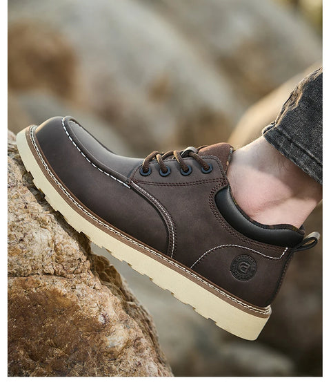 Men's safety leather boots Steel toe shoes Puncture-Proof  Work Boots Safety Shoes Men wear resistant Indestructible shoes 2025