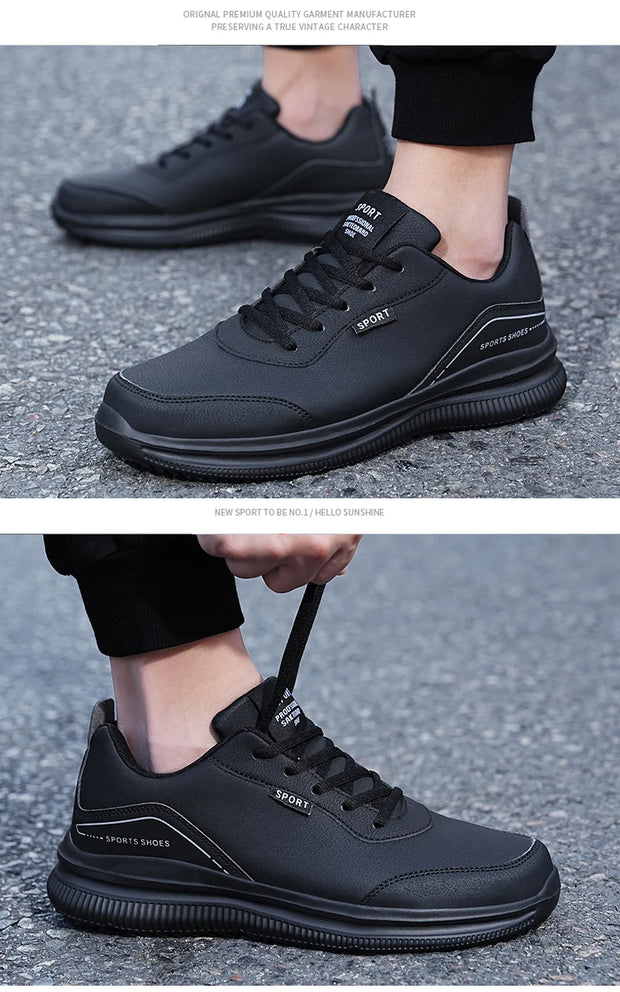 Men Running Shoes Leather Waterproof Anti Slip Sneakers Men Wear-resistant Men Walking Sport Shoes Comfortable Men's Shoes