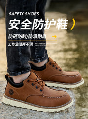 Men's safety leather boots Steel toe shoes Puncture-Proof  Work Boots Safety Shoes Men wear resistant Indestructible shoes 2025