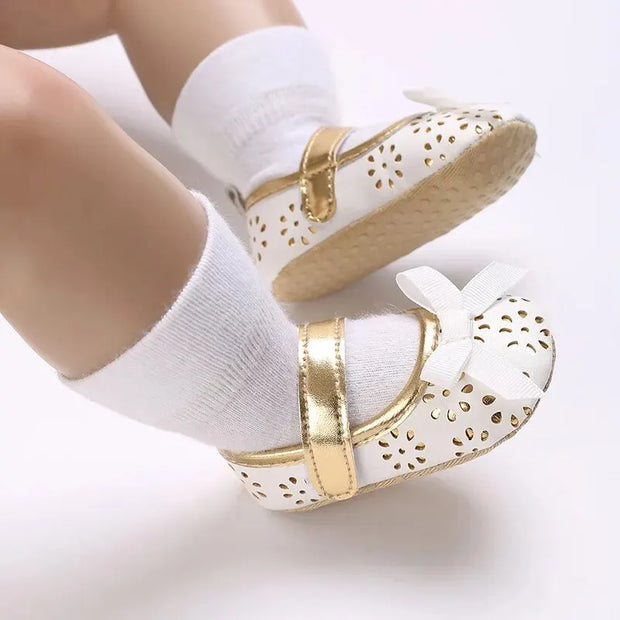 Meckior Spring Autumn Newborn Baby First Day Toddler Shoes Cute Bow Princess Shoes New Casual Shoes Anti-slip Waterproof Rubber