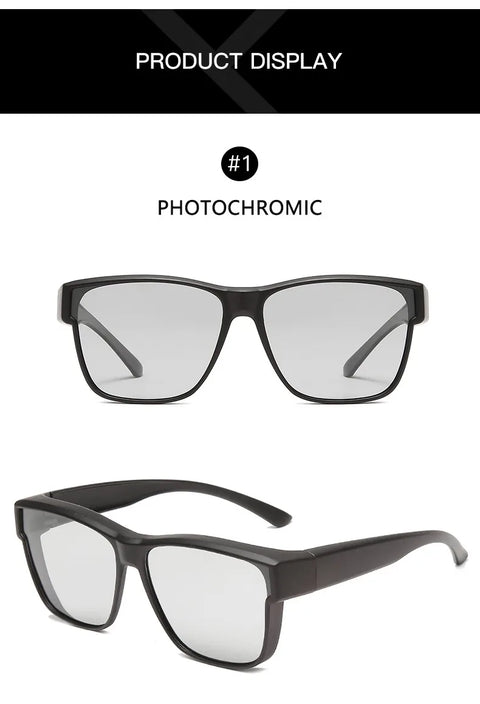 Vintage Polarized Sunglasses Women Men Wear Over Myopia Glasses Photochromic Fishing Cycling Glasses Night Vision Driving Goggle