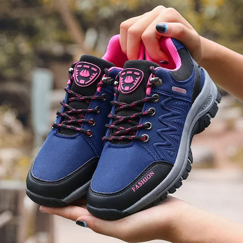 Retro Women's Hiking Shoes Summer Fashion Version Anti Slip Thick Soled Shoes Outdoor Fitness Training Lace Up Casual Sneakers