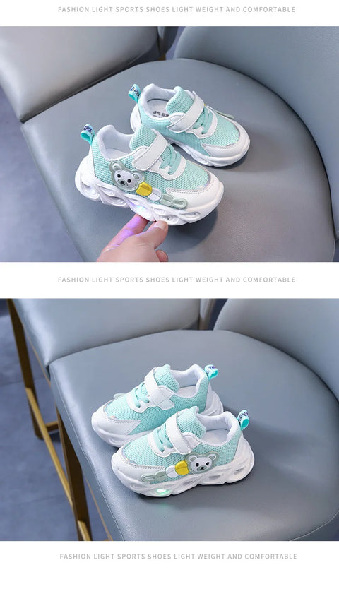 2023 Autumn Luminous Sneakers for Girls Boys Led Light Up Casual Shoes Kids Breathable Mesh Sports Shoes Tenis Infantil Menino