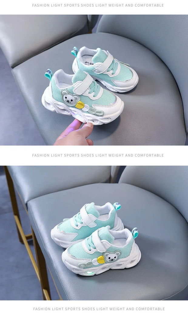2023 Autumn Luminous Sneakers for Girls Boys Led Light Up Casual Shoes Kids Breathable Mesh Sports Shoes Tenis Infantil Menino