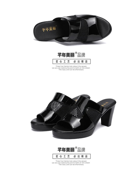 Mesh Summer Heeled Slippers Ladies Shoes for Women Sandals 2023 Peep Toe Outside Women's Rubber Slipper Female Platform Sandals