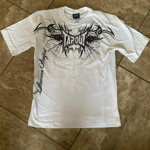 T Shirt Mens New Affliction Harajuku Y2K Hip Hop Water Washed Retro Round Neck Oversized T shirt long sleeve Gothic Couple Tops