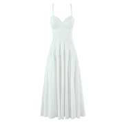 Women Dress 2025 New Fashion Summer Vintage White Lace-Panelled Cotton Dresses for Women Elegance Chic Ladies Midi Dress