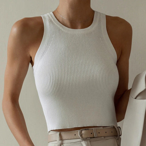 Short Sleeved Shirt Women's Summer Vest 2025 Spring Tank Knitwear Half Turtleneck Bottoming Sweater Thin Knit Shirt 18848
