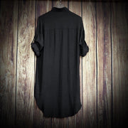 XS-5XL Mens Mid-Length Couple Casual Shirt Streetwear Fashion Korean Version Youth Campus Long-Sleeve Cape Cloak Shirt Mens wear