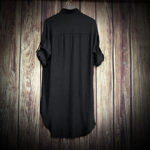 XS-5XL Mens Mid-Length Couple Casual Shirt Streetwear Fashion Korean Version Youth Campus Long-Sleeve Cape Cloak Shirt Mens wear