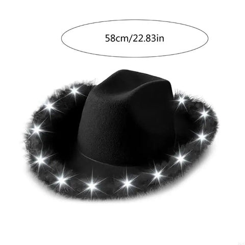DXAE LED Cowboy Hat for Women Men Flashing Club Hat Western Cowgirl Hat Adult Unisex Costume Hat Halloween Party Headpiece
