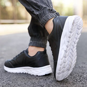 YRZL Black Running Shoes Leather Waterproof Athletic Sneakers Men Wear-resistant Men Walking Sport Shoes Comfortable Men Shoes