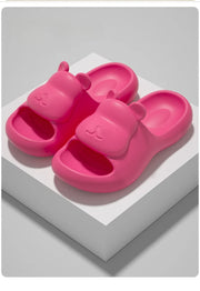 Summer Women's Cute Bear Slippers Cartoon Bathroom Flip Flops Anti Slip Light EVA Soft Sole Shoes Outdoor Sandals Beach Slides
