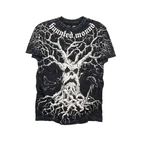 T Shirt Mens New Affliction Harajuku Y2K Hip Hop Water Washed Retro Round Neck Oversized T shirt long sleeve Gothic Couple Tops