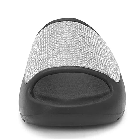 2025 women's/men new women's shoes with diamond face, thin flash thick bottom slippers sandals outdoor beach slippers 36-45
