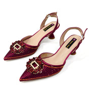 2025 Nigerian Women's Party Shoes and Bags Medium Heel Pointed Toe Elegant Party Footwear With Matching Color Handbag for Women