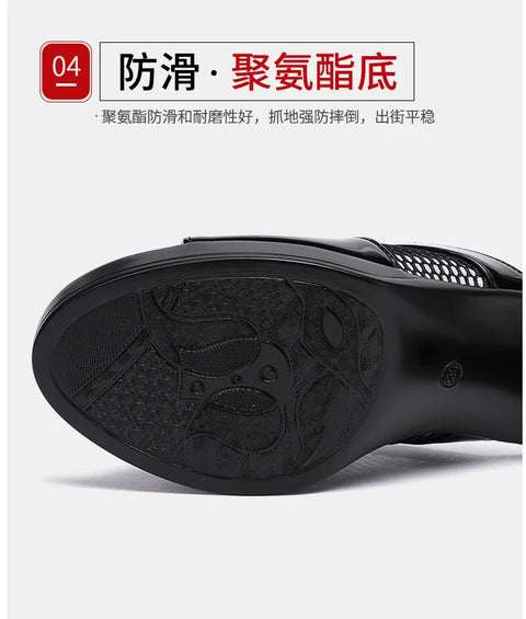 Mesh Summer Heeled Slippers Ladies Shoes for Women Sandals 2023 Peep Toe Outside Women's Rubber Slipper Female Platform Sandals