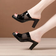 Mesh Summer Heeled Slippers Ladies Shoes for Women Sandals 2023 Peep Toe Outside Women's Rubber Slipper Female Platform Sandals