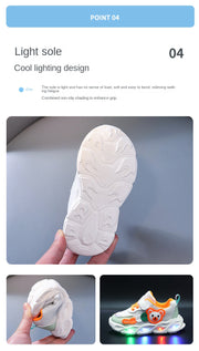 2023 Autumn Luminous Sneakers for Girls Boys Led Light Up Casual Shoes Kids Breathable Mesh Sports Shoes Tenis Infantil Menino