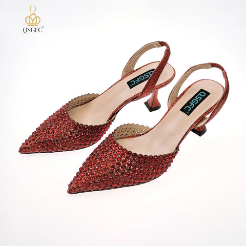 QSGFC New Arrival Popular Cutout Style Italian Design Silver Color Noble Three-Dimensional Bag With Elegant High Heels Shoes