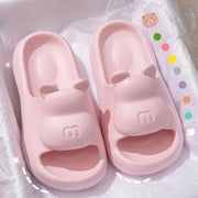 Summer Women's Cute Bear Slippers Cartoon Bathroom Flip Flops Anti Slip Light EVA Soft Sole Shoes Outdoor Sandals Beach Slides