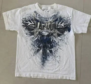 T Shirt Mens New Affliction Harajuku Y2K Hip Hop Water Washed Retro Round Neck Oversized T shirt long sleeve Gothic Couple Tops