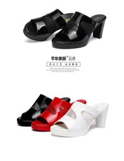 Mesh Summer Heeled Slippers Ladies Shoes for Women Sandals 2023 Peep Toe Outside Women's Rubber Slipper Female Platform Sandals