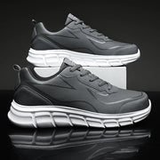 YRZL Black Running Shoes Leather Waterproof Athletic Sneakers Men Wear-resistant Men Walking Sport Shoes Comfortable Men Shoes