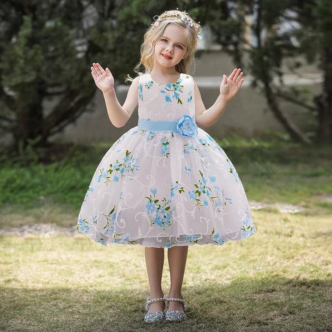 Summer Pink Flower Dress For Girls Kids Clothes Party Wedding Bridesmaid Girl Dresses Birthday Children Clothing Costumes 3 10 Y