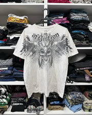 T Shirt Mens New Affliction Harajuku Y2K Hip Hop Water Washed Retro Round Neck Oversized T shirt long sleeve Gothic Couple Tops