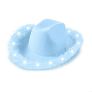 DXAE LED Cowboy Hat for Women Men Flashing Club Hat Western Cowgirl Hat Adult Unisex Costume Hat Halloween Party Headpiece