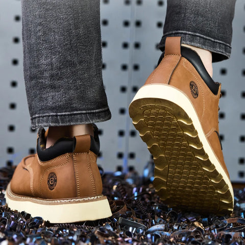 Men's safety leather boots Steel toe shoes Puncture-Proof  Work Boots Safety Shoes Men wear resistant Indestructible shoes 2025