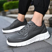 YRZL Black Running Shoes Leather Waterproof Athletic Sneakers Men Wear-resistant Men Walking Sport Shoes Comfortable Men Shoes