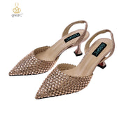 QSGFC New Arrival Popular Cutout Style Italian Design Silver Color Noble Three-Dimensional Bag With Elegant High Heels Shoes