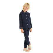 Mudkingdom Girls Boys Pajamas Set Cotton Gauze Button Down Shirts and Pants Loungewear Outfits for Kids Jammies Sleepwear Plain