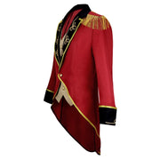 Medieval Men Knight Attire Vintage Stand-up Collar Dress Up Circus Clothes Red Coat Suit for Adults Halloween Carnival Party