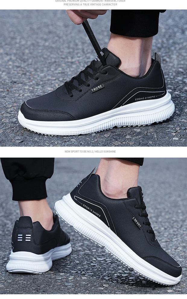 Men Running Shoes Leather Waterproof Anti Slip Sneakers Men Wear-resistant Men Walking Sport Shoes Comfortable Men's Shoes