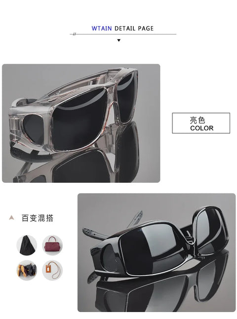 2023 Polarized Sunglasses Men Wear Over Myopia Prescription Glasses Fishing Eyewear Vintage Night Vision Driving Goggles