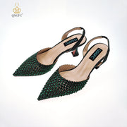 QSGFC New Arrival Popular Cutout Style Italian Design Silver Color Noble Three-Dimensional Bag With Elegant High Heels Shoes