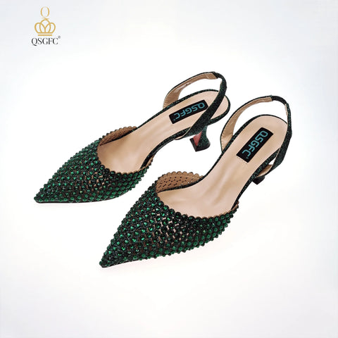 QSGFC New Arrival Popular Cutout Style Italian Design Silver Color Noble Three-Dimensional Bag With Elegant High Heels Shoes