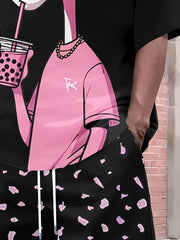 Men's suit T-shirt is stylish and simple polyester fiber 3D printed T-shirt, suitable for outdoor activities and daily wear