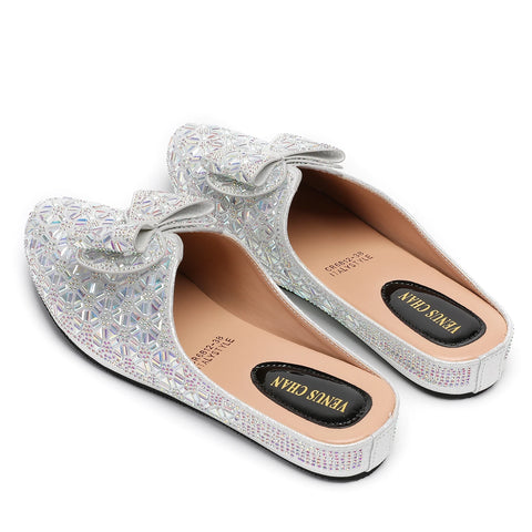 Flat INS Style Luxury Designer Elegant Party Slippers Anti-Slip Comfortable and Casual Wedding Half Shoes