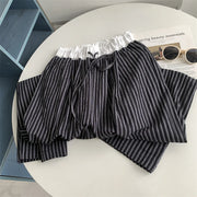 Contrasting Striped Wide Suit Pant 2025 High Waisted Loose Fit Slimming Straight Leg Mop Pants