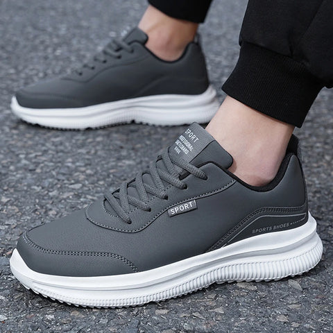Men Running Shoes Leather Waterproof Anti Slip Sneakers Men Wear-resistant Men Walking Sport Shoes Comfortable Men's Shoes