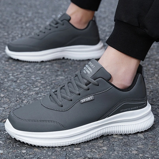 Men Running Shoes Leather Waterproof Anti Slip Sneakers Men Wear-resistant Men Walking Sport Shoes Comfortable Men's Shoes