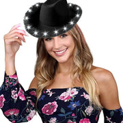 DXAE LED Cowboy Hat for Women Men Flashing Club Hat Western Cowgirl Hat Adult Unisex Costume Hat Halloween Party Headpiece