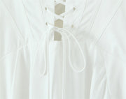 Women Dress 2025 New Fashion Summer Vintage White Lace-Panelled Cotton Dresses for Women Elegance Chic Ladies Midi Dress